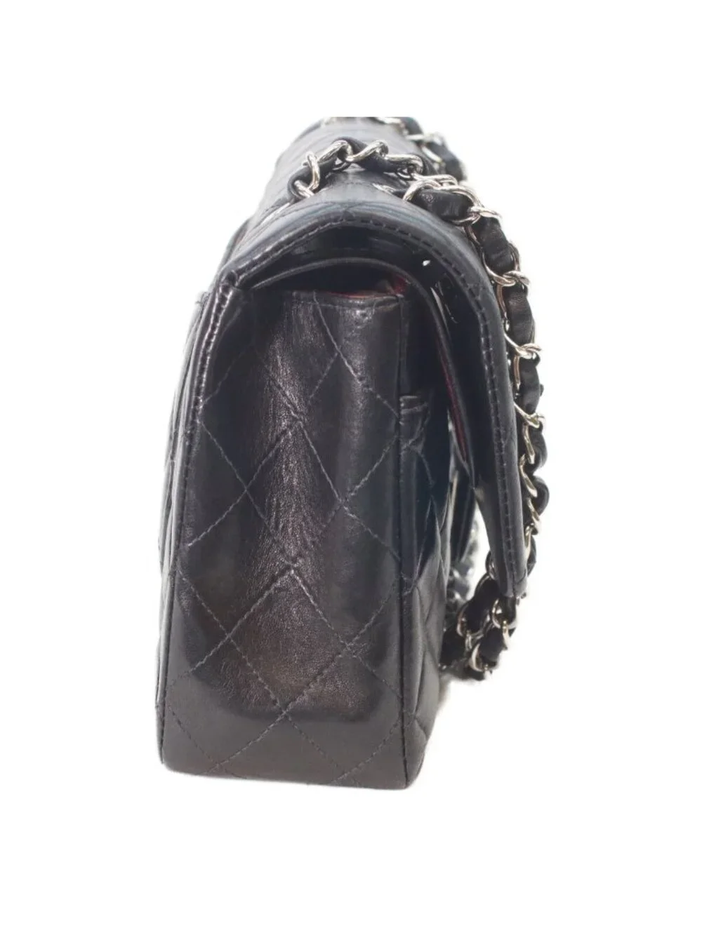 Chanel Black Lamb Silver Quilted 25 Shoulder Bag
